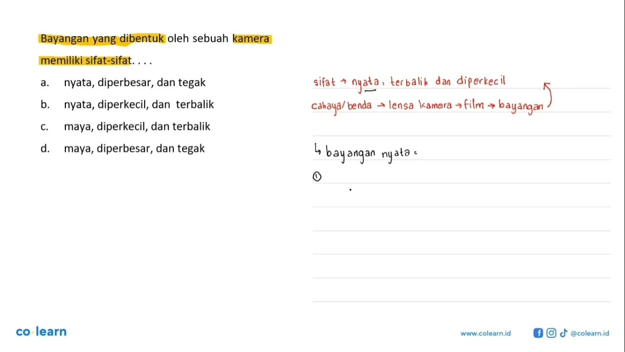 Bayangan yang dibentuk oleh sebuah kamera memiliki