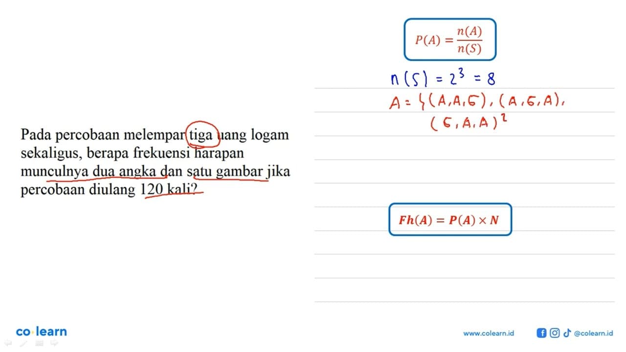 Pada percobaan melempar tiga uang logam sekaligus, berapa