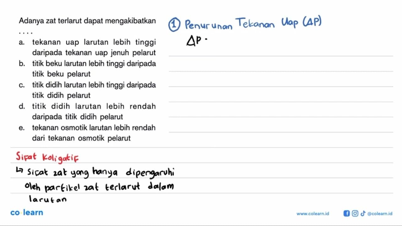 Adanya zat terlarut dapat mengakibatkan ....