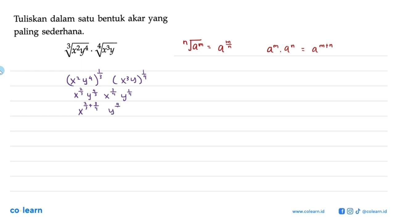 Tuliskan dalam satu bentuk akar yang paling sederhana. (x^2