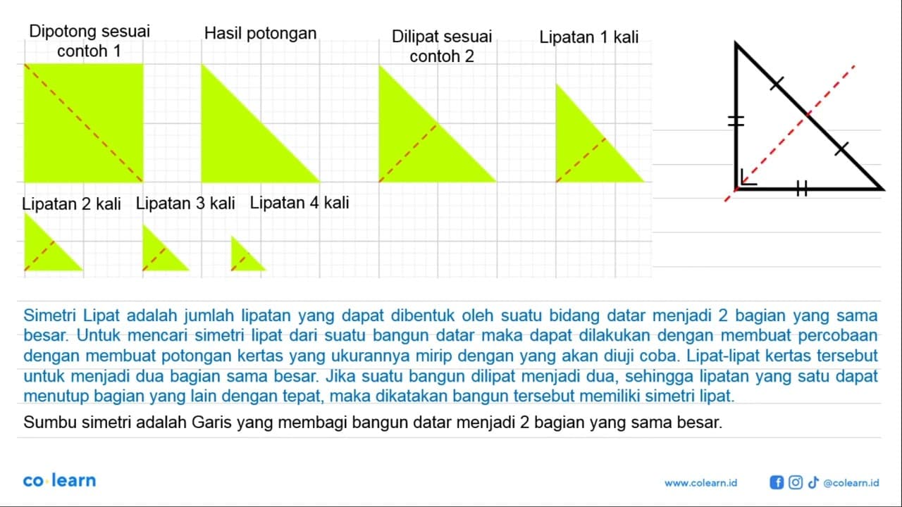 Contoh 1: Selembar kertas dilipat dan dipotong sehingga