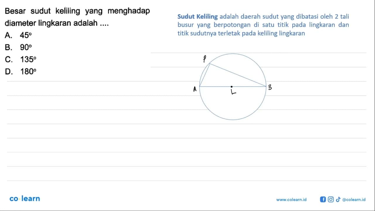 Besar sudut keliling yang menghadap diameter lingkaran