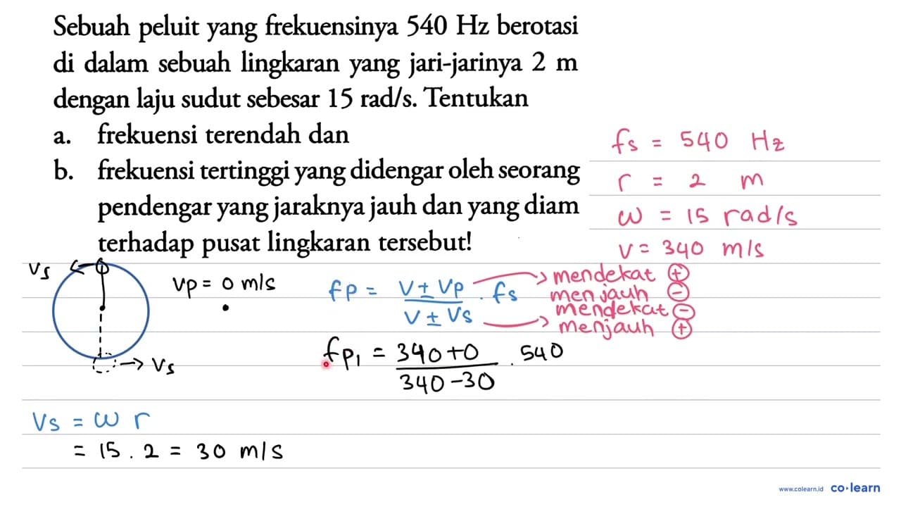 Sebuah peluit yang frekuensinya 540 Hz berotasi di dalam