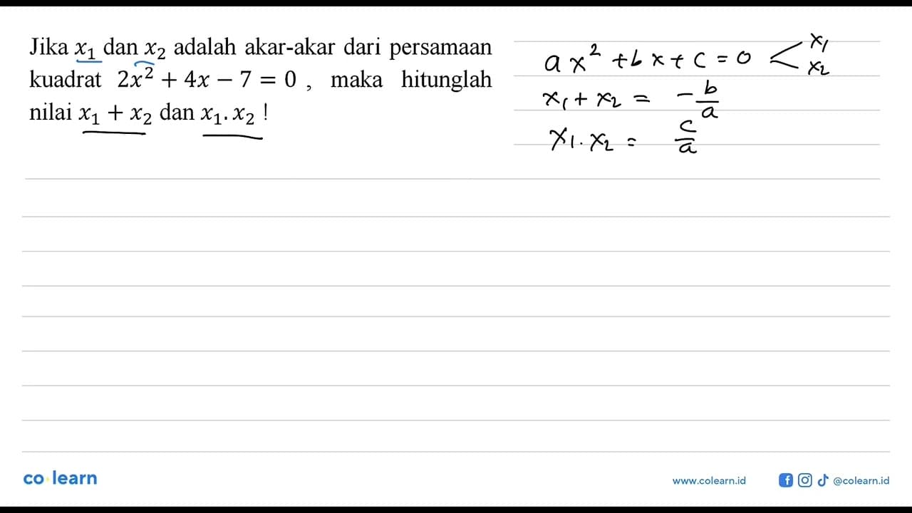 Jika x1 dan x2 adalah akar-akar dari persamaan kuadrat 2x^2