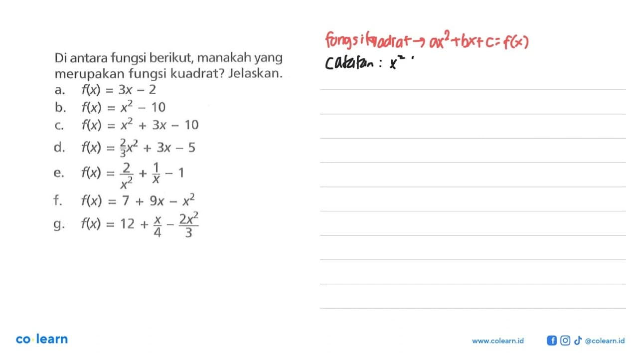 Di antara fungsi berikut, manakah yang merupakan fungsi