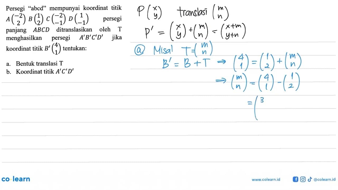 Persegi "abcd" mempunyai koordinat titik A(-2 2) B(1 2)