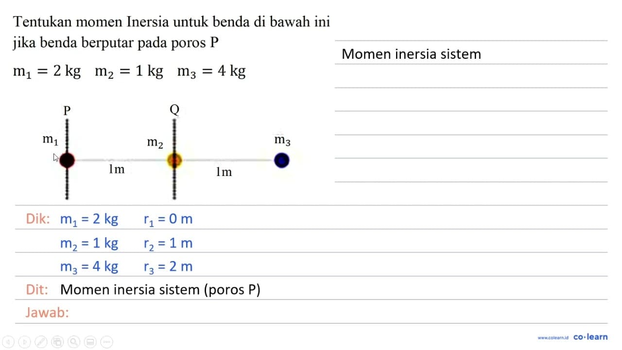 Tentukan momen Inersia untuk benda di bawah ini jika benda