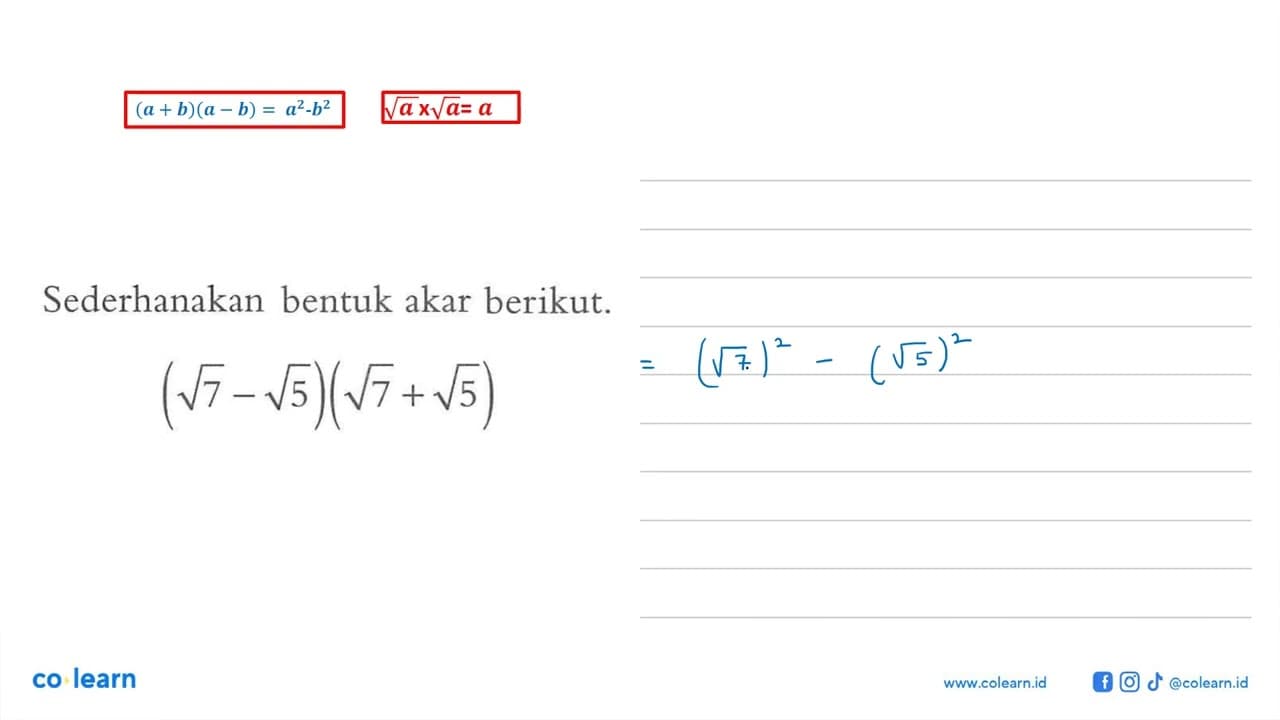 Sederhanakan bentuk akar berikut.