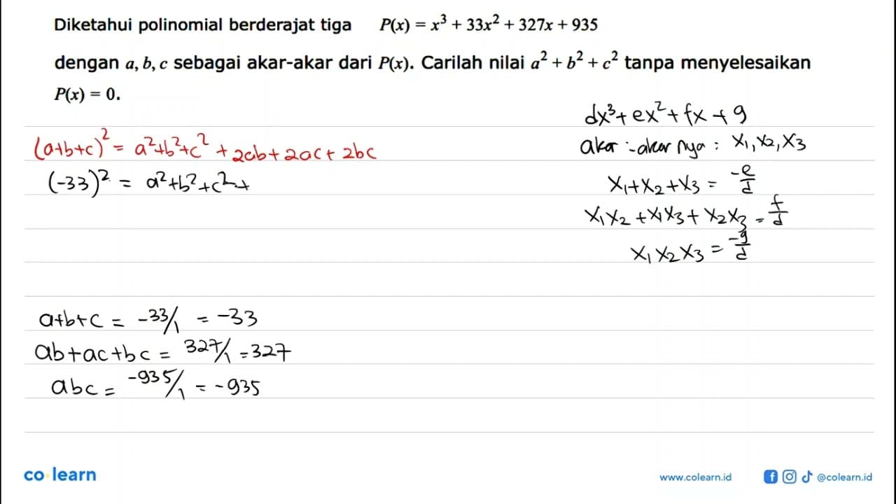 Diketahui polinomial berderajat tiga