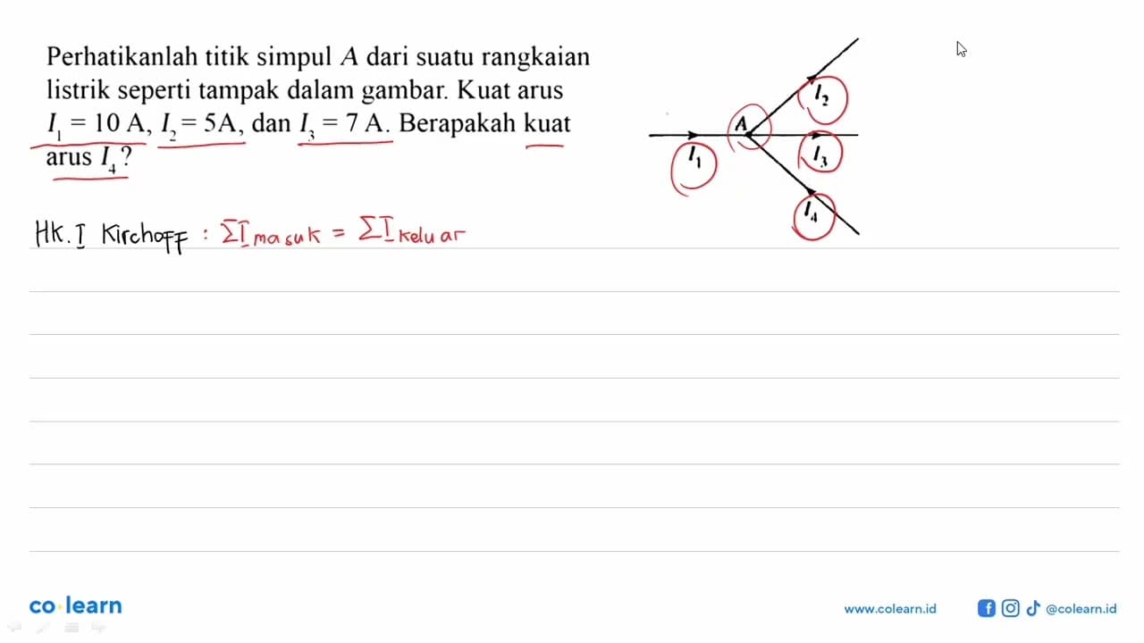 Perhatikanlah titik simpul A dari suatu rangkaian listrik