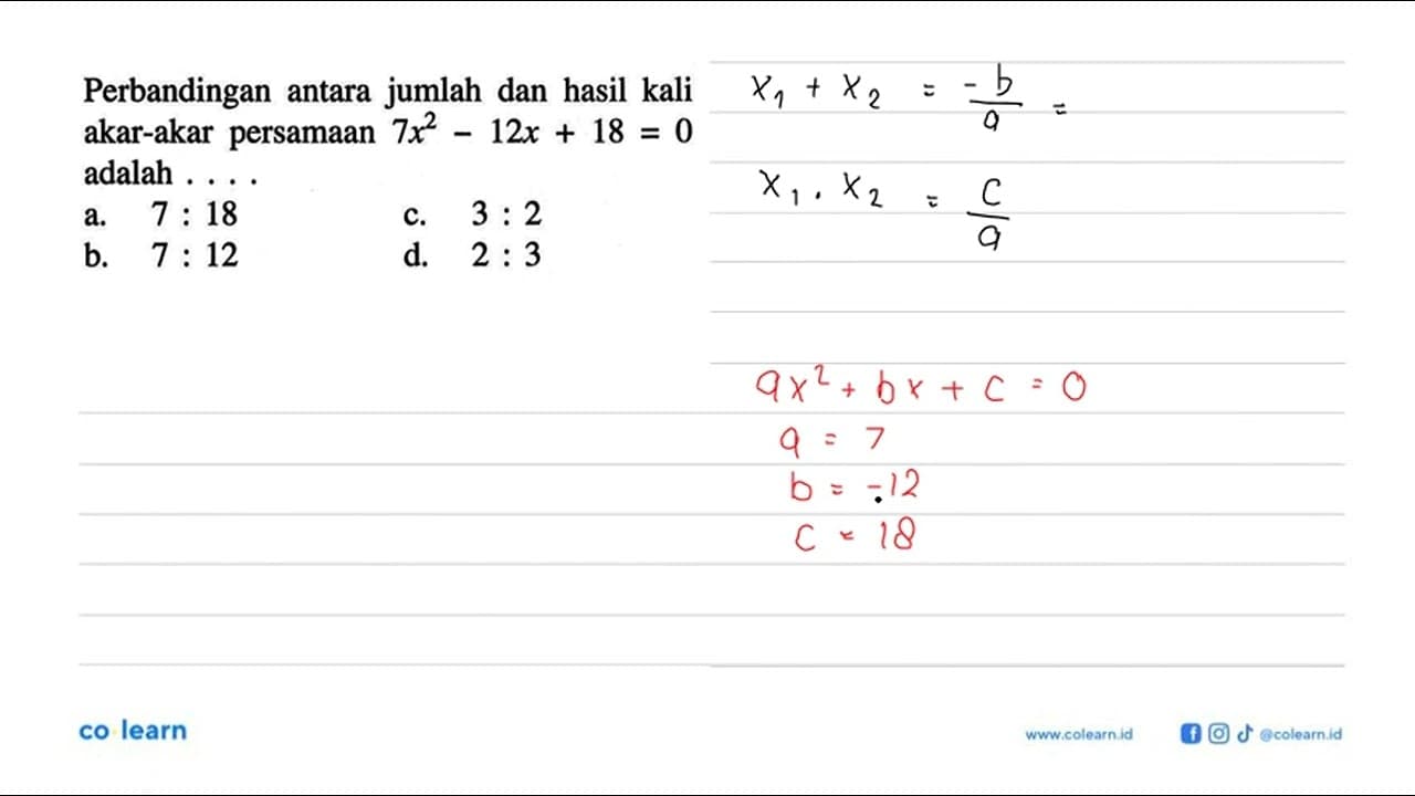 Perbandingan antara jumlah dan hasil kali akar-akar