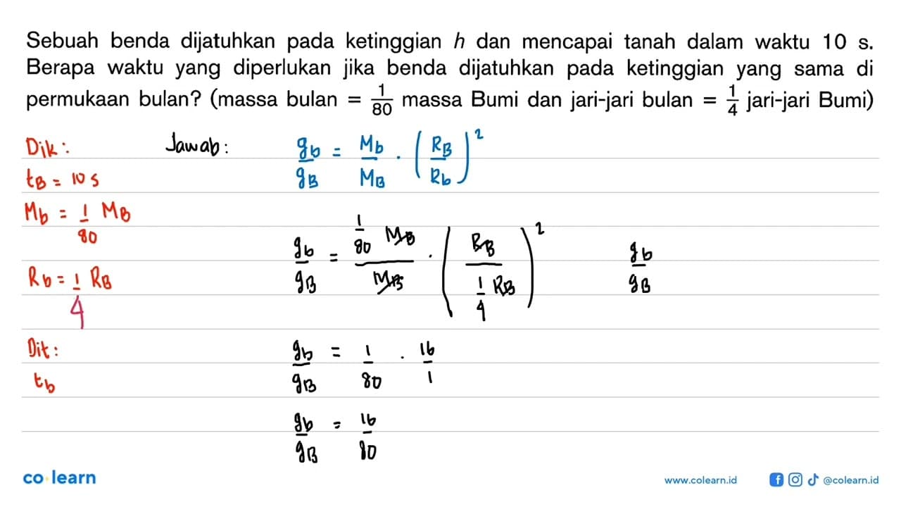 Sebuah benda dijatuhkan pada ketinggian h dan mencapai