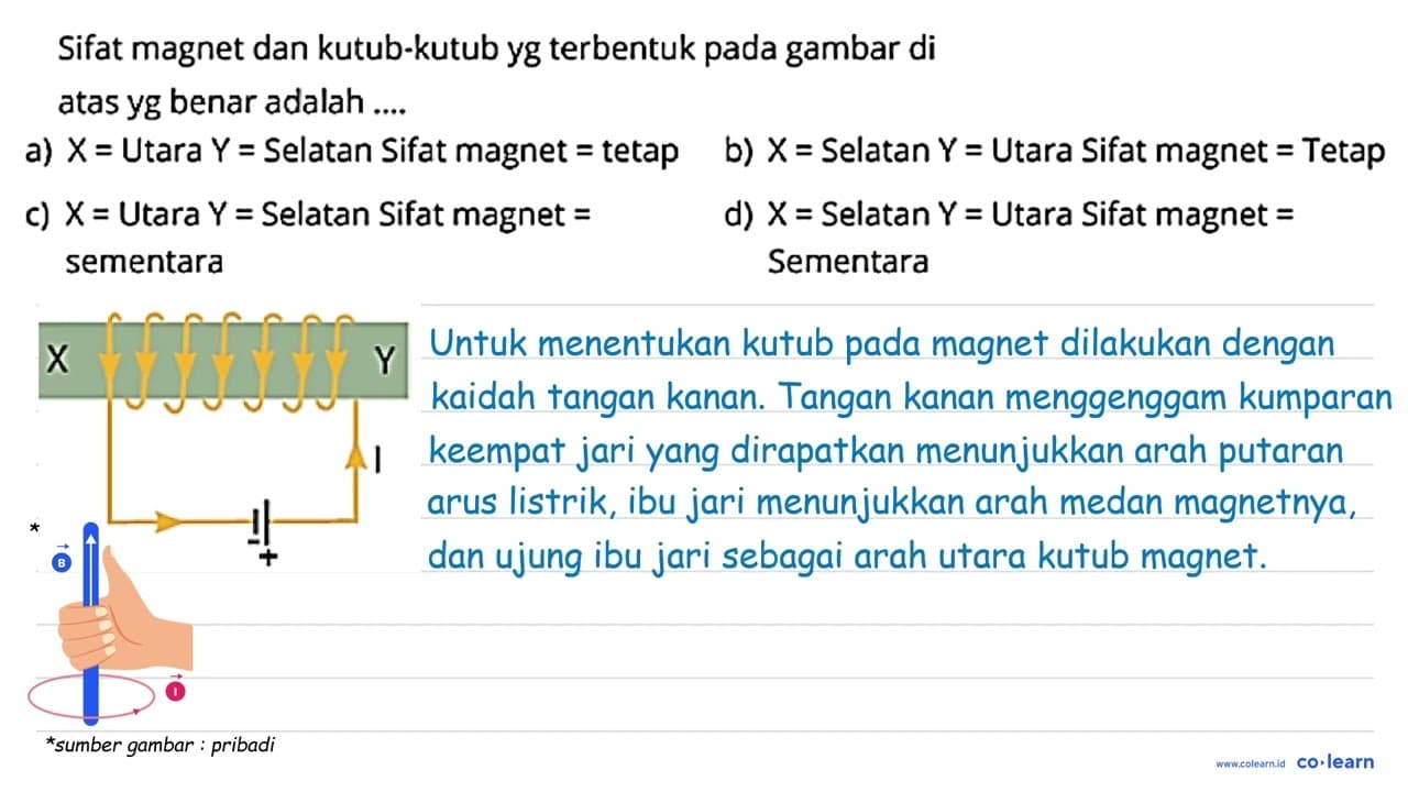 X Y I Sifat magnet dan kutub-kutub yg terbentuk pada gambar