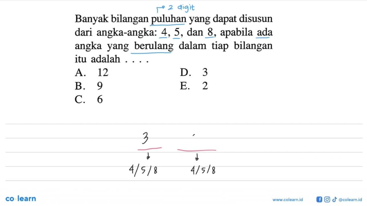 Banyak bilangan puluhan yang dapat disusun dari