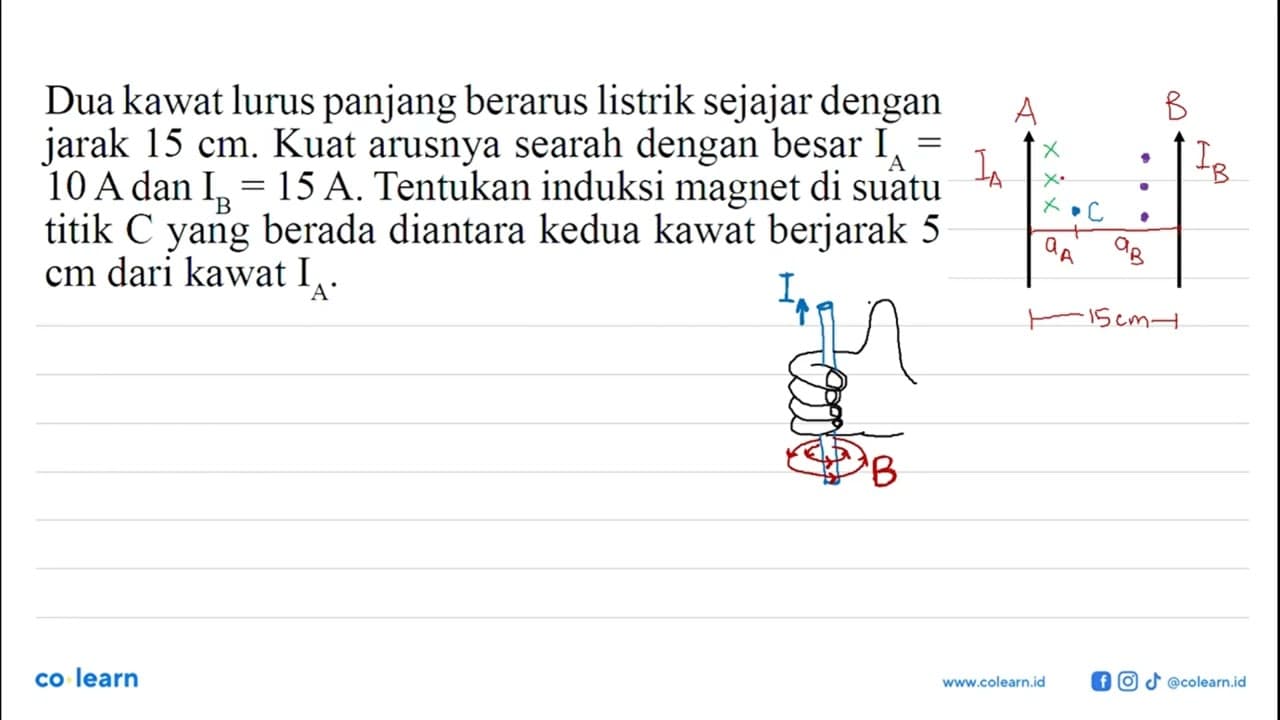 Dua kawat lurus panjang berarus listrik sejajar dengan