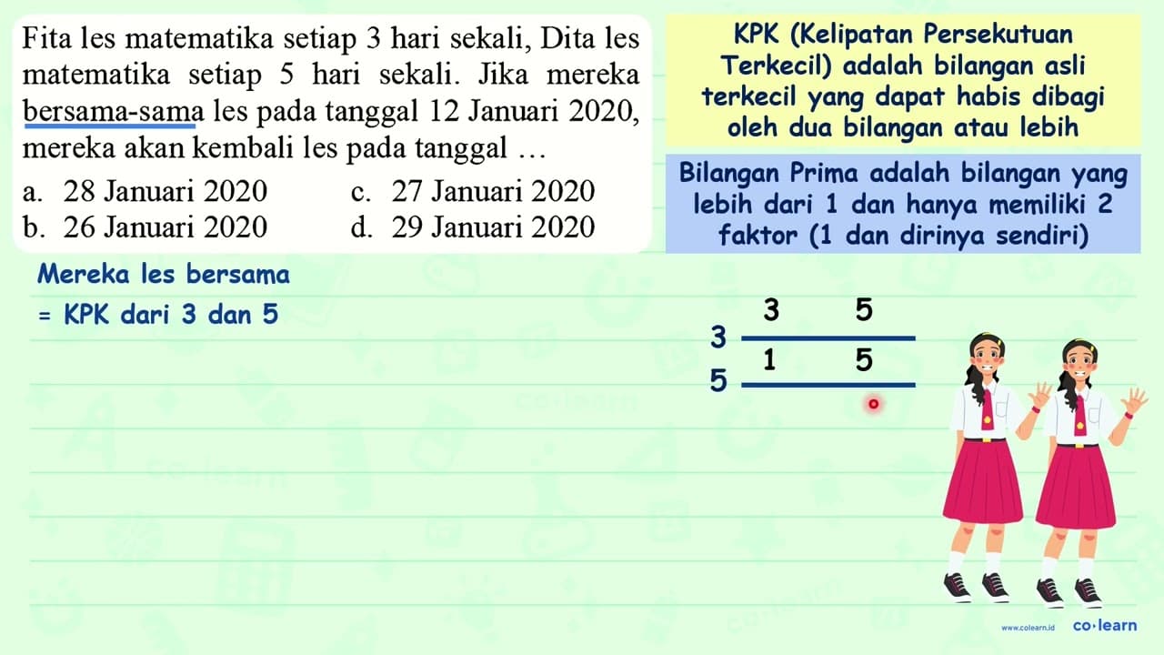 Fita les matematika setiap 3 hari sekali, Dita les