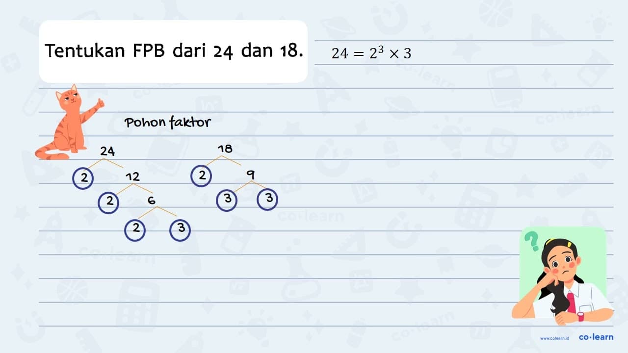 Tentukan FPB dari 24 dan 18.