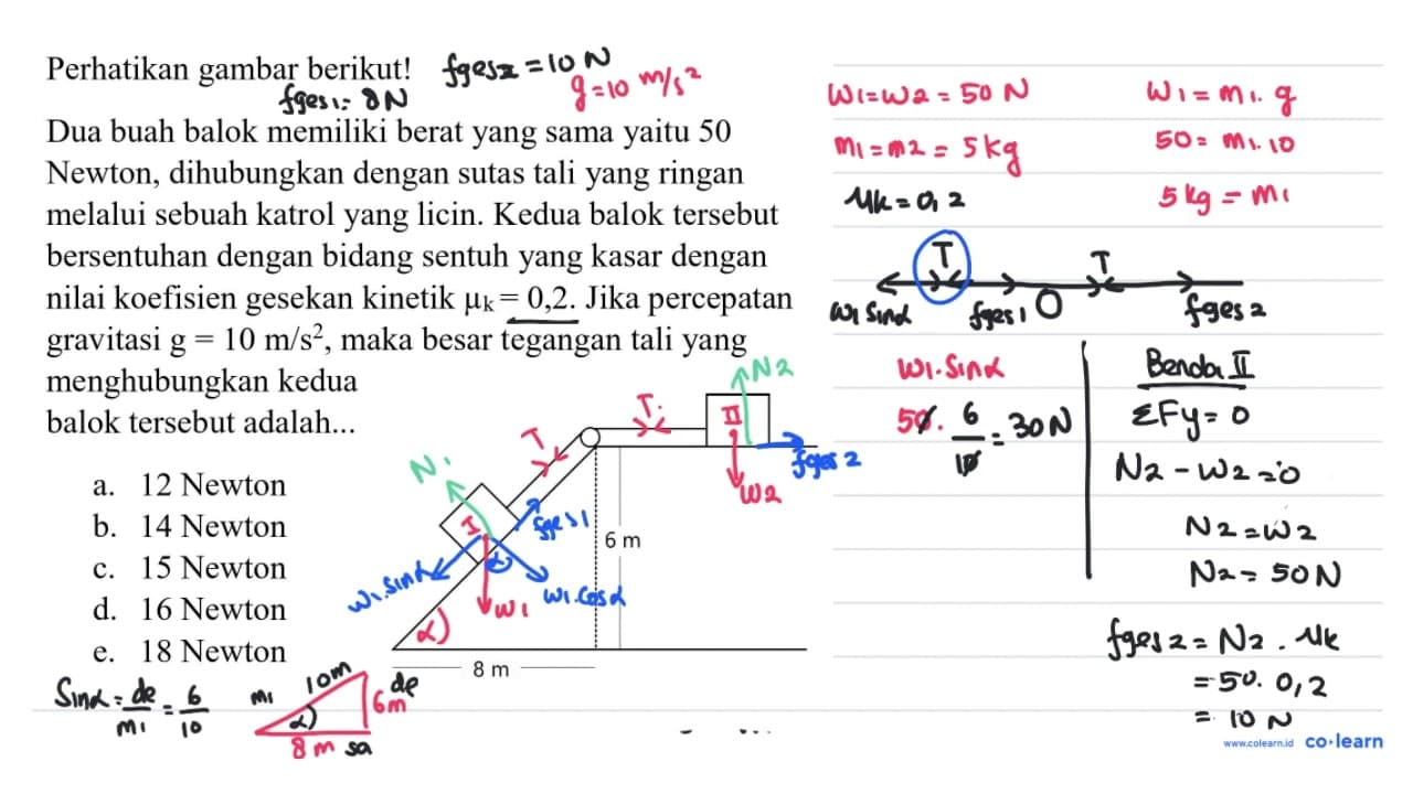 Perhatikan gambar berikut! Dua buah balok memiliki berat