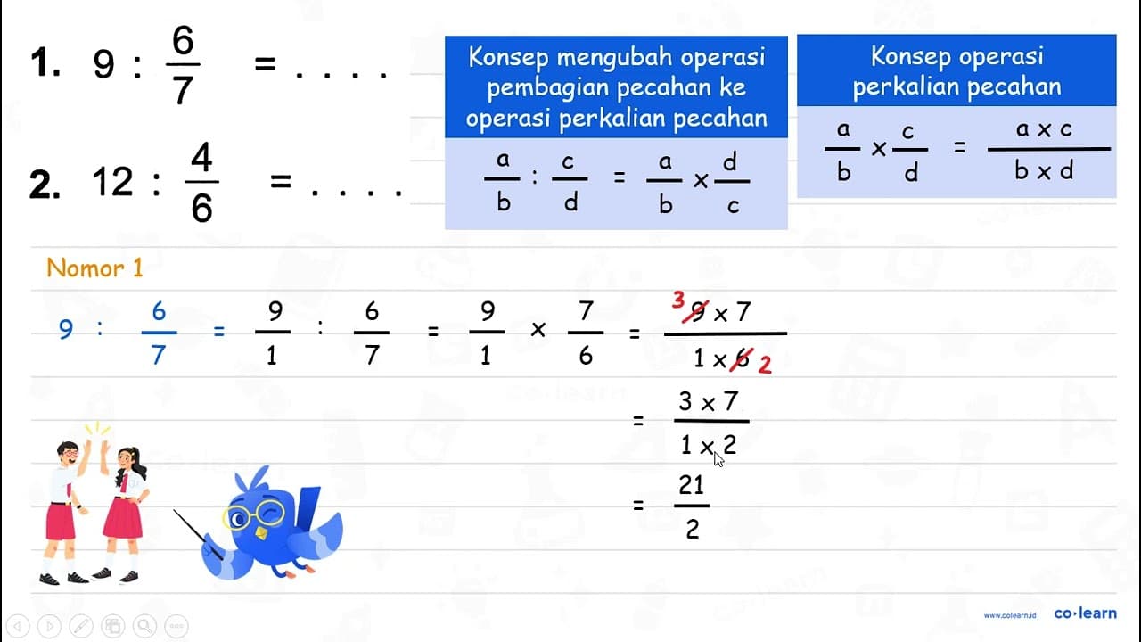 1. 9: (6)/(7)=... 2. 12: (4)/(6)=...