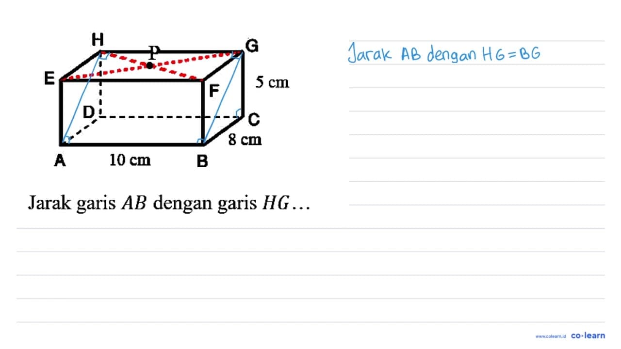 Jarak garis A B dengan garis H G ...