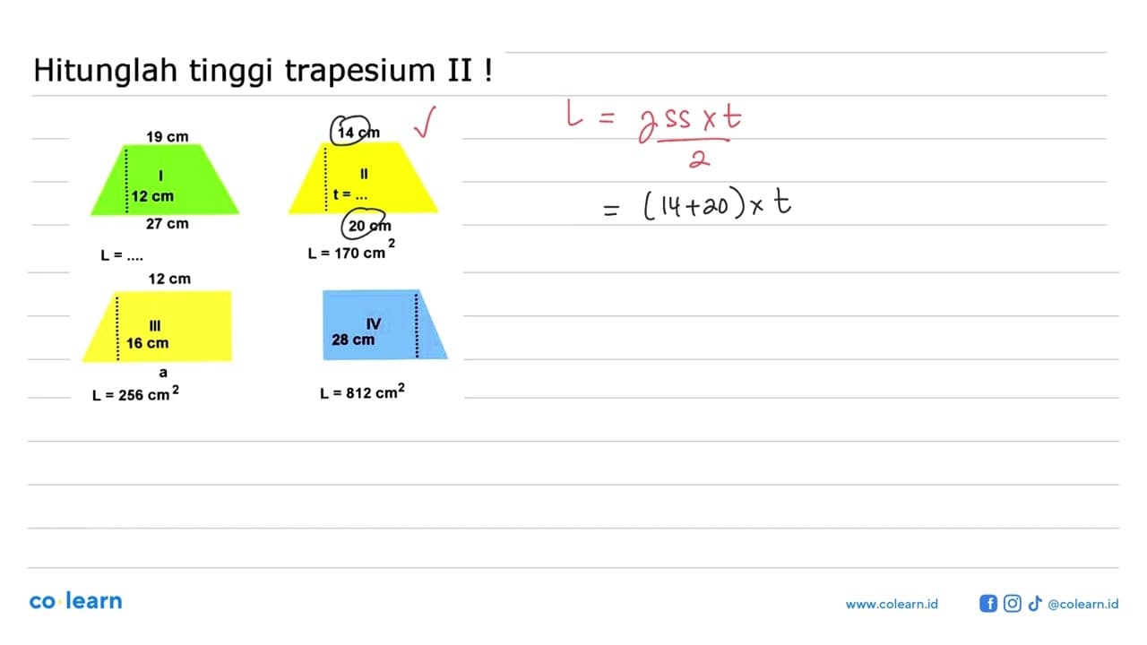 Hitunglah tinggi trapesium II !