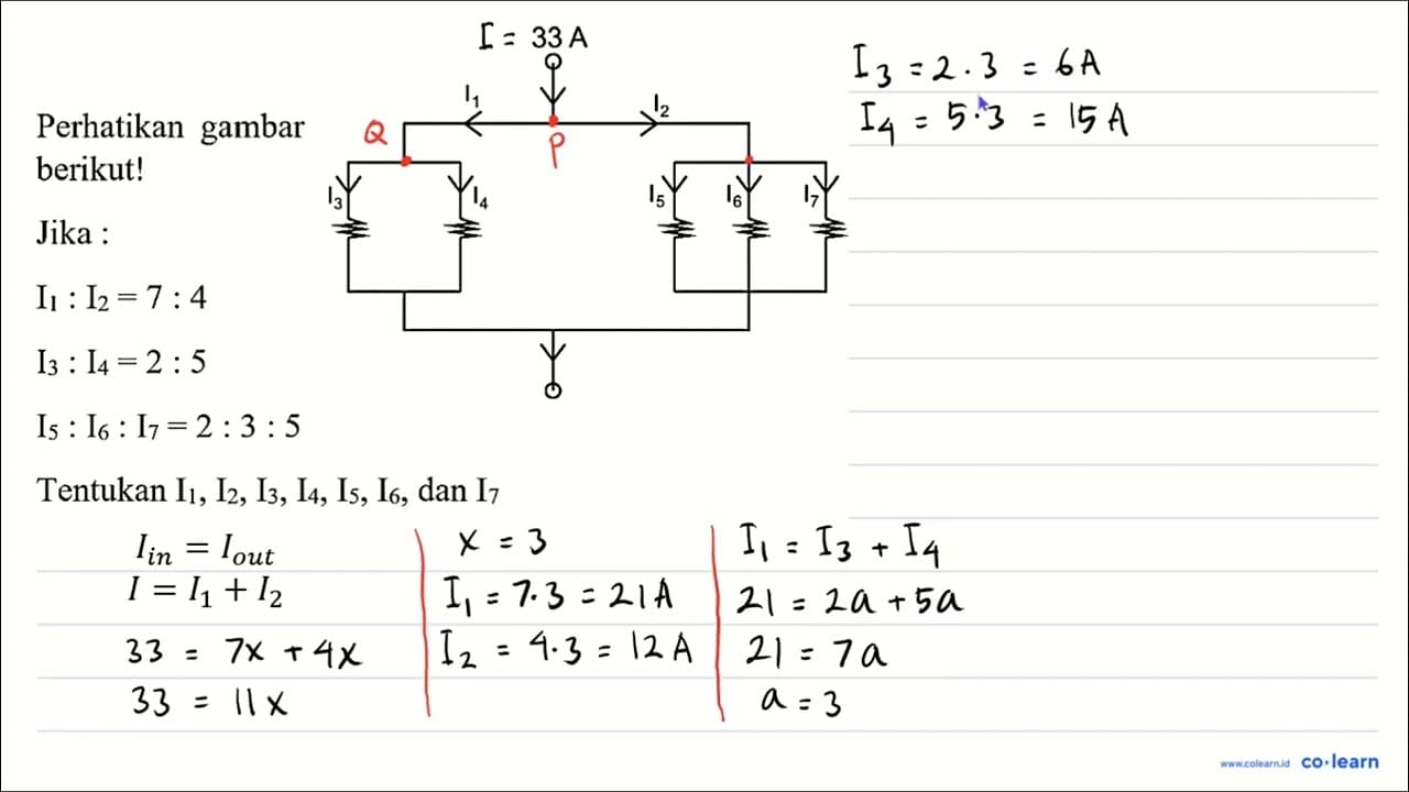 Perhatikan gambar berikut! Jika : I_(1): I_(2)=7: 4 I_(3):