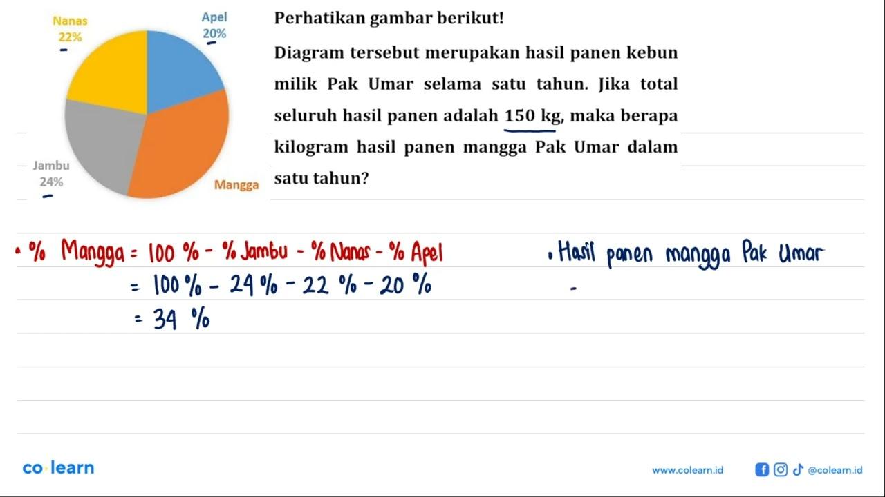 Jambu 24% Nanas 22% Apel 20% ManggaPerhatikan gambar