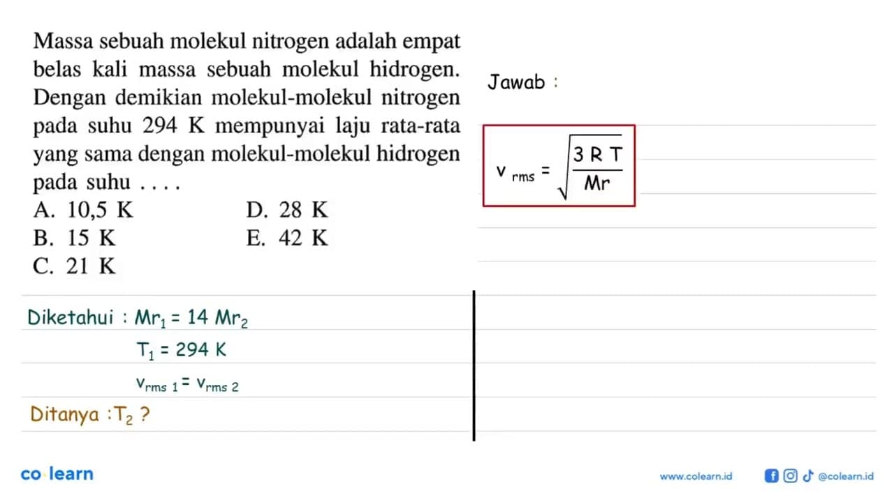 Massa sebuah molekul nitrogen adalah empat belas kali massa