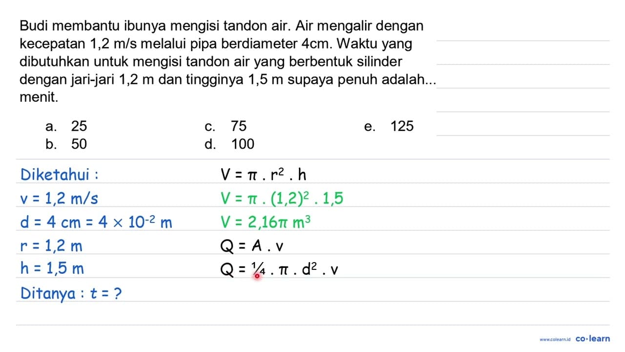 Budi membantu ibunya mengisi tandon air. Air mengalir