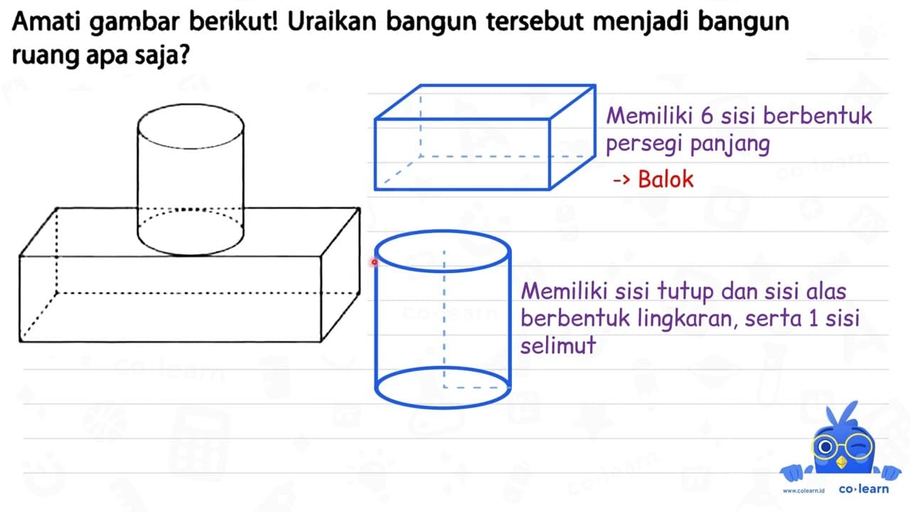 Amati gambar berikut! Uraikan bangun tersebut menjadi