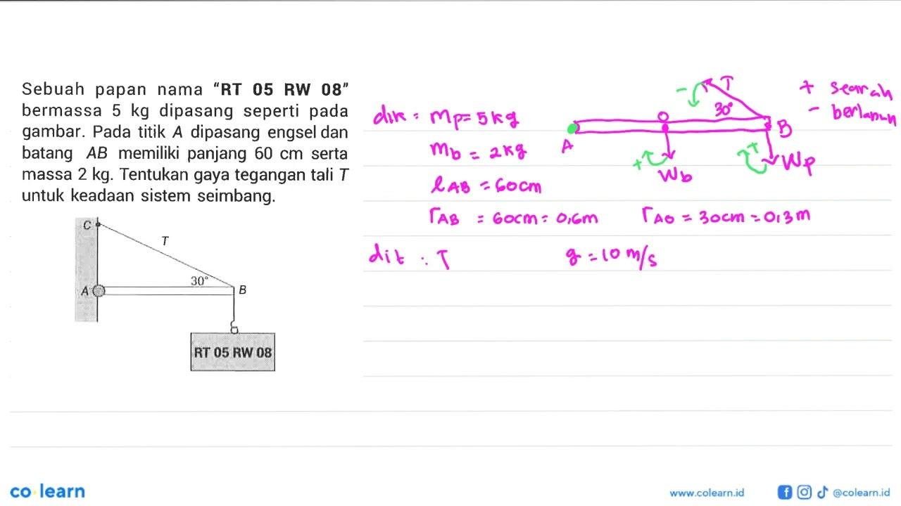 Sebuah papan nama "RT 05 RW 08" bermassa 5 kg dipasang