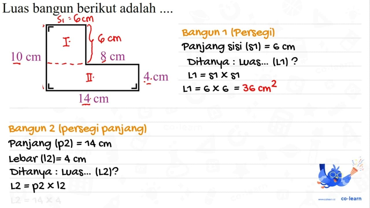 Luas bangun berikut adalah 10 cm 8 cm 4 cm 14 cm