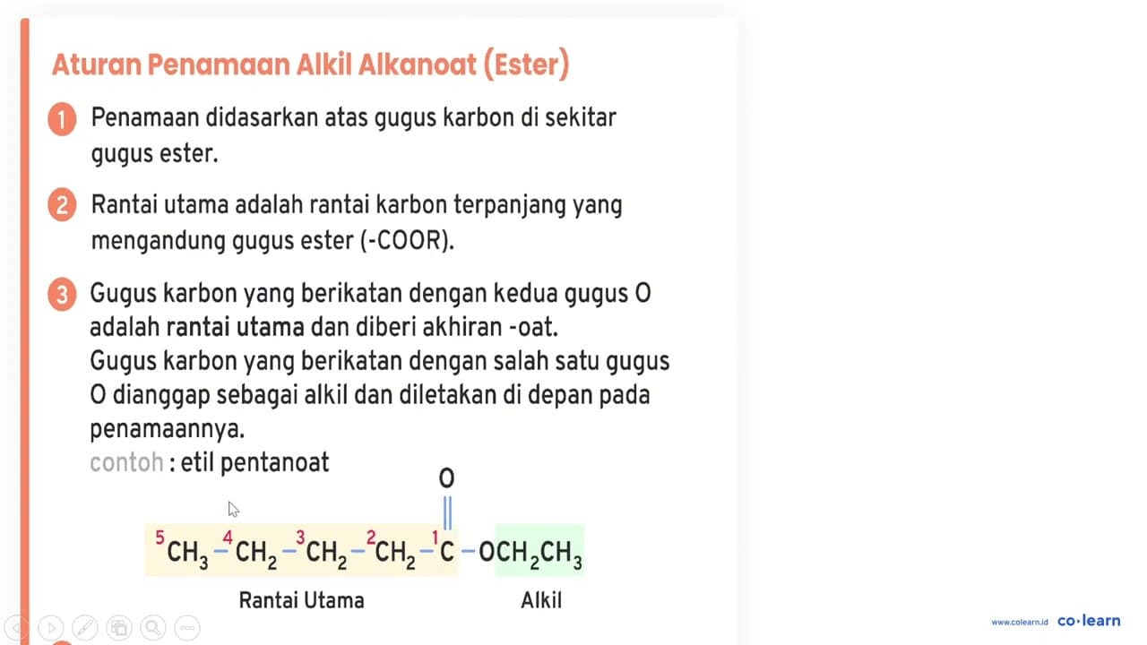 Nama senyawa berikut CH3 - CH2 - CH - O - C - CH3 C2H5 O