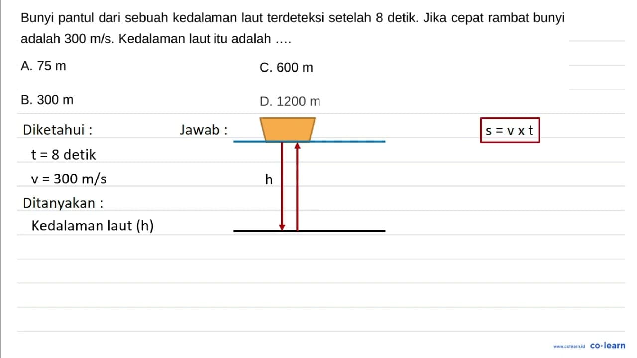 Bunyi pantul dari sebuah kedalaman laut terdeteksi setelah