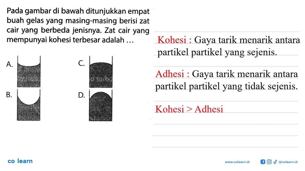 Pada gambar di bawah ditunjukkan empat buah gelas yang