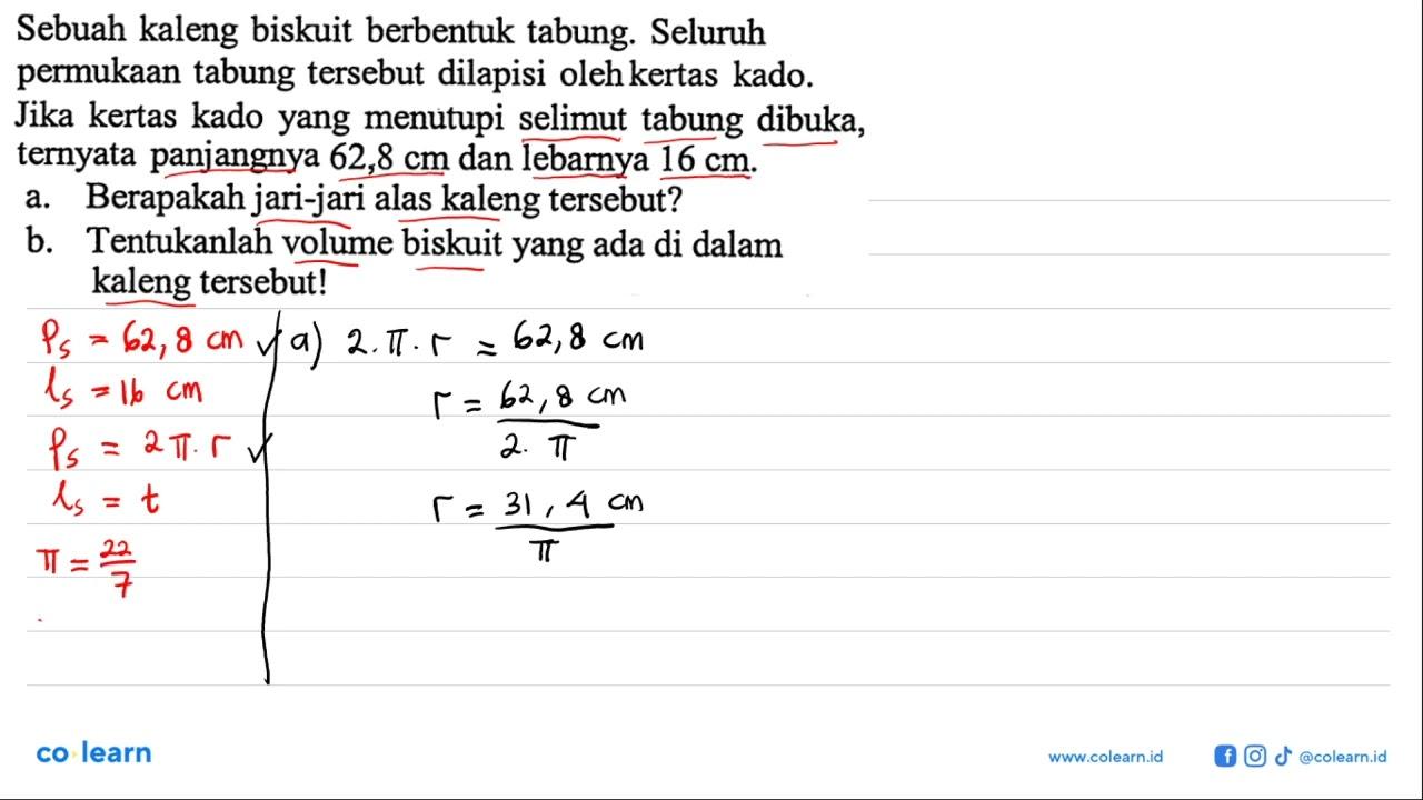 Sebuah kaleng biskuit berbentuk tabung. Seluruh permukaan