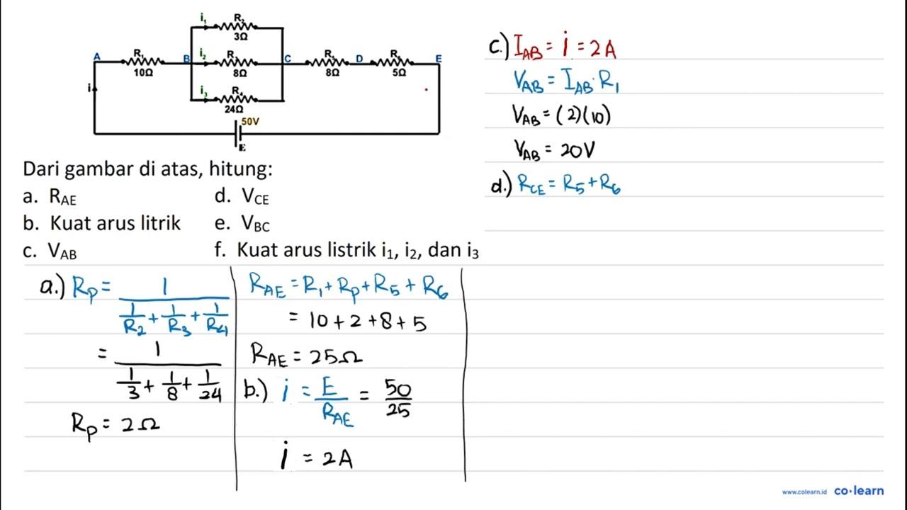 i1 R2 3 Ohm A R1 10 Ohm B i2 R3 8 Ohm C R5 8 Ohm D R6 5 Ohm