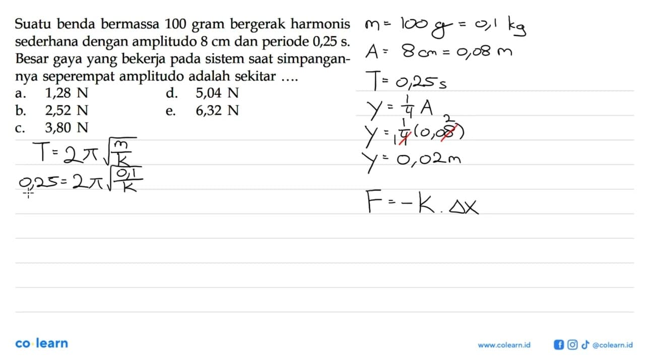 Suatu benda bermassa 100 gram bergerak harmonis sederhana