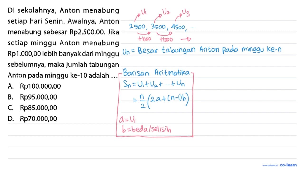 Di sekolahnya, Anton menabung setiap hari Senin. Awainya,