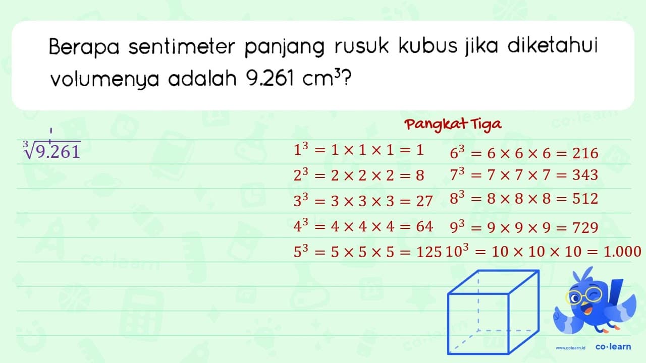 Berapa sentimeter panjang rusuk kubus jika diketahui