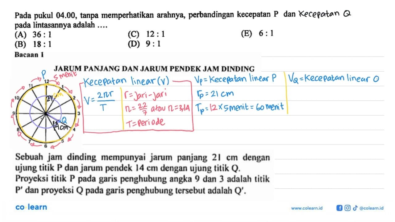 Pada pukul 04.00, tanpa memperhatikan arahnya, perbandingan