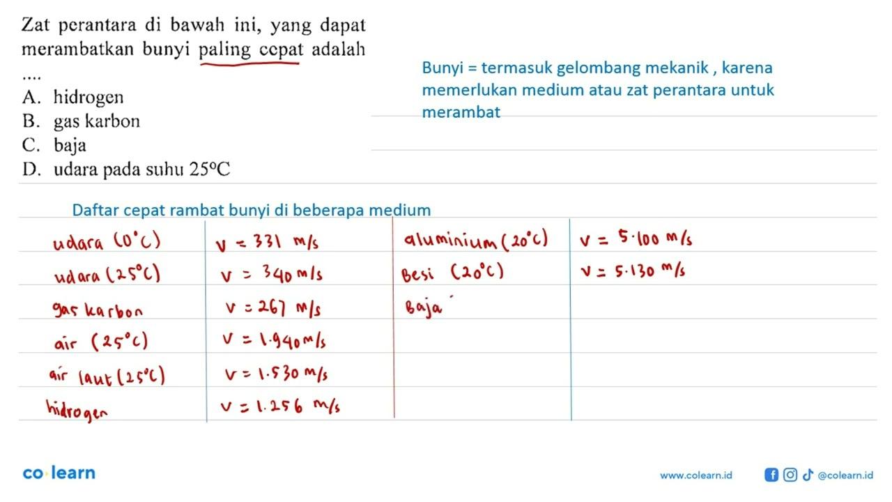 Zat perantara di bawah ini, yang dapat merambatkan bunyi