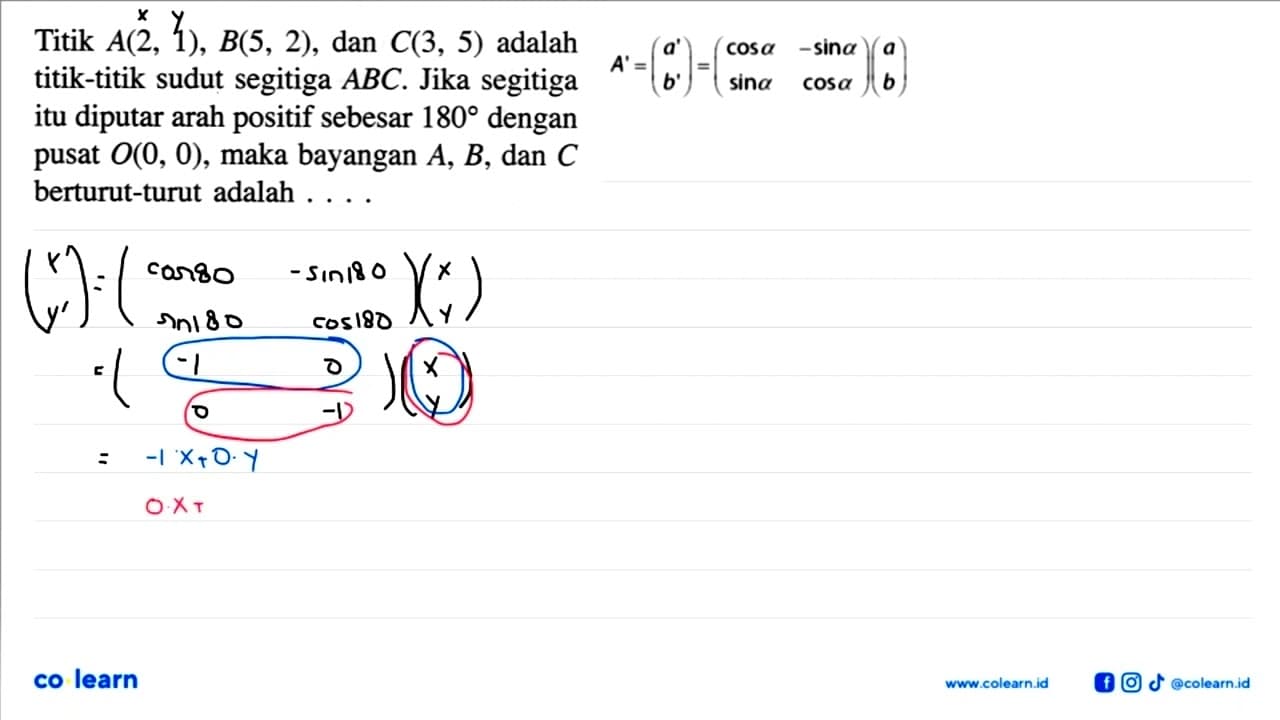 Titik A(2, 1), B(5, 2), dan C(3, 5) adalah titik-titik