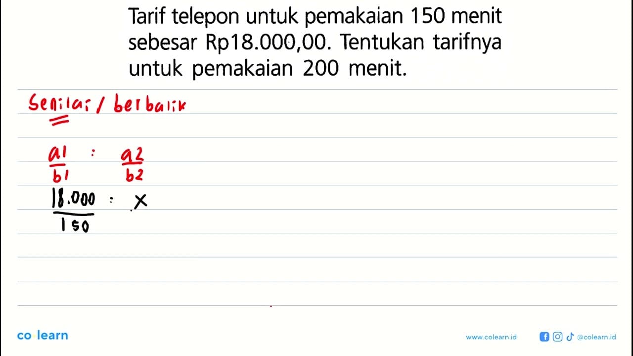 Tarif telepon untuk pemakaian 150 menit sebesar