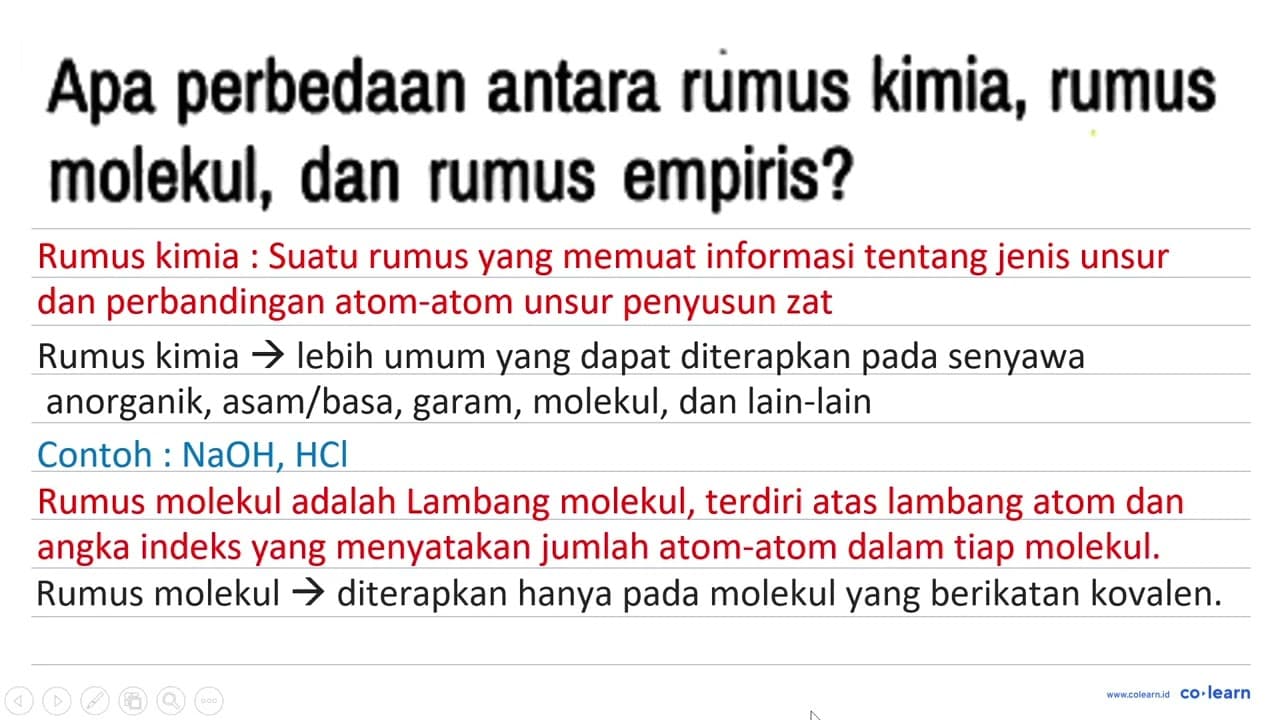 Apa perbedaan antara rumus kimia, rumus molekul, dan rumus