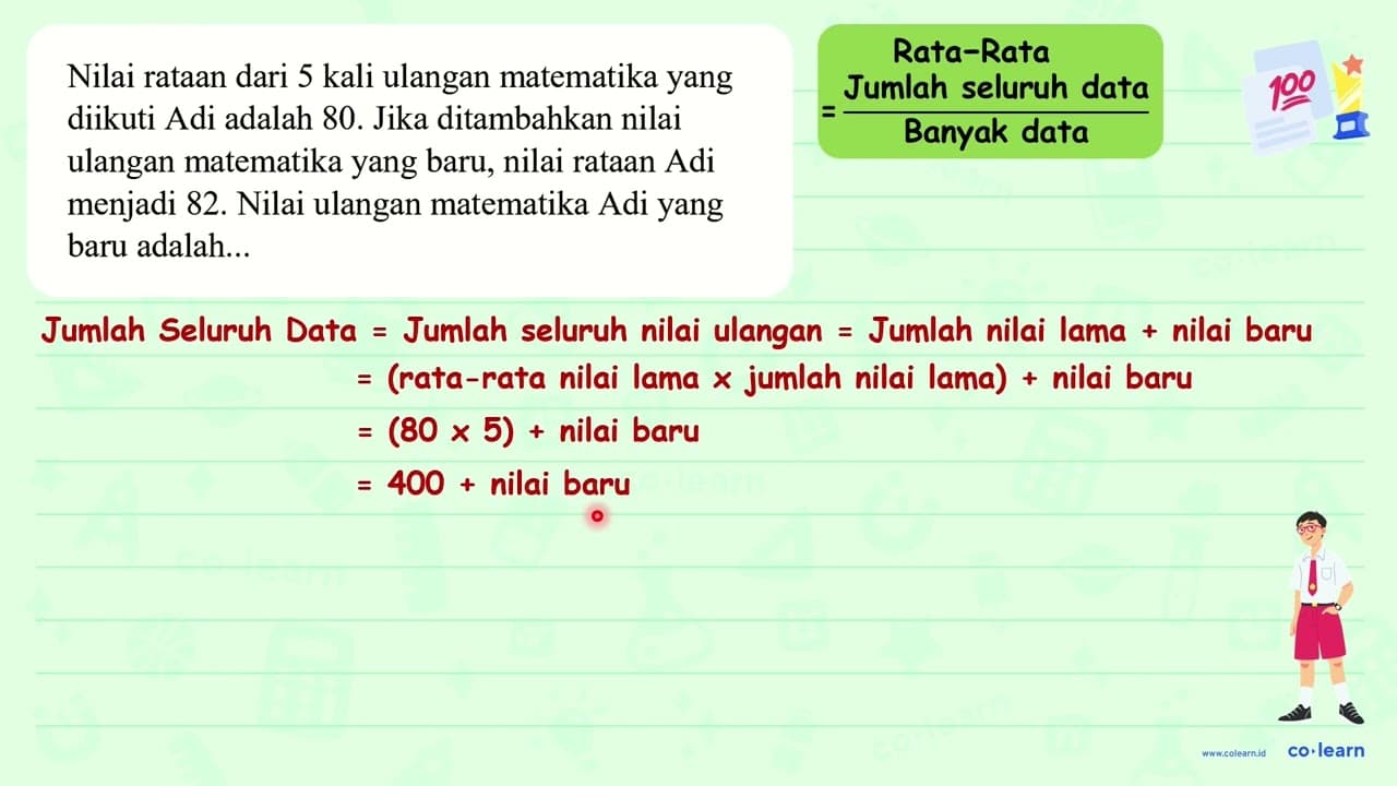 Nilai rataan dari 5 kali ulangan matematika yang diikuti