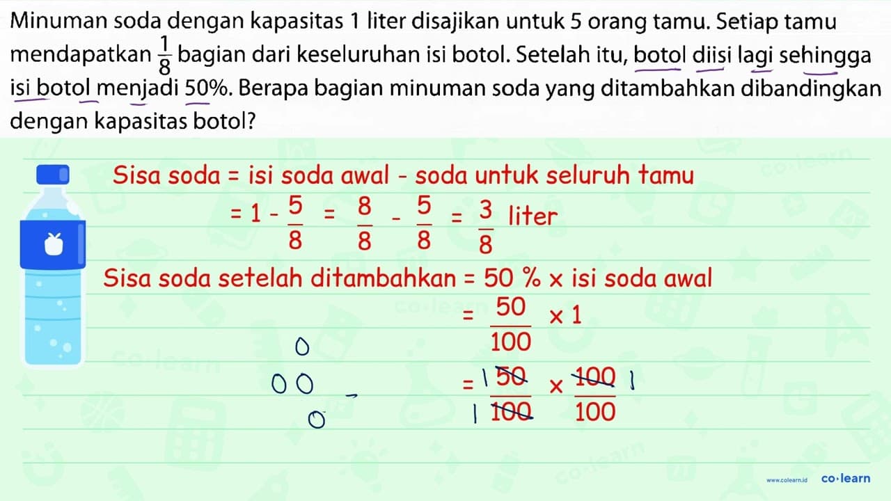 Minuman soda dengan kapasitas 1 liter disajikan untuk 5