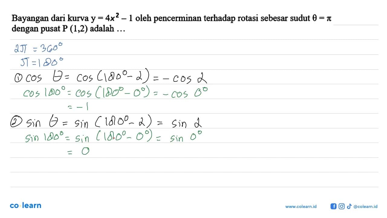 Bayangan dari kurva y=4x^2-1 oleh pencerminan terhadap