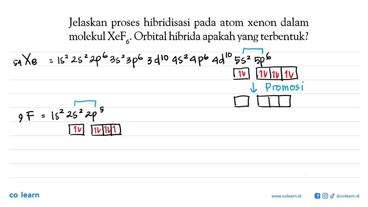 Jelaskan proses hibridisasi pada atom xenon dalam molekul