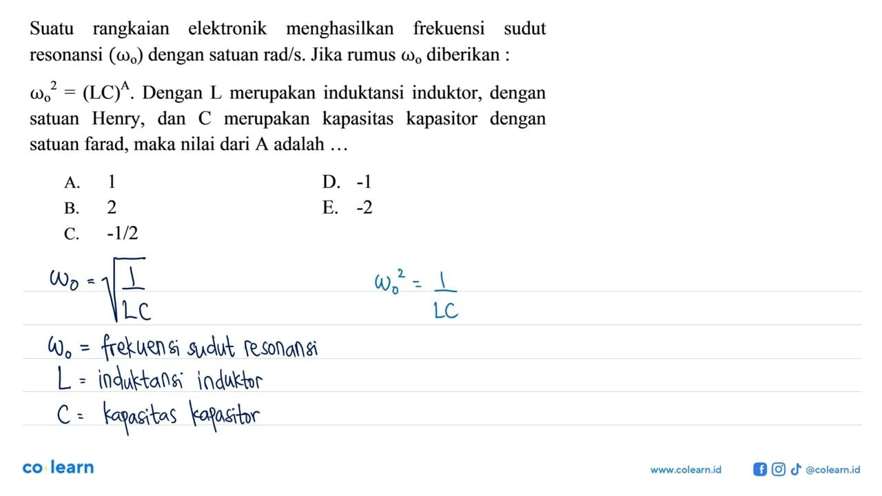 Suatu rangkaian elektronik menghasilkan frekuensi sudut